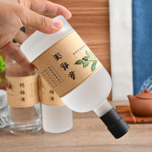 100ml 200ml 375ml 500ml 750ml <span class=keywords><strong>1l</strong></span> Bouteilles en verre clair givré rond Vodka Brandy Gin <span class=keywords><strong>Rhum</strong></span> Tequila Liqueur avec couvercle à vis en liège - Product Image 6