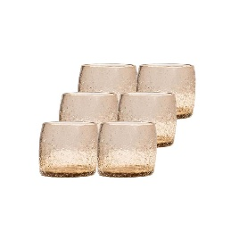 Juego de 6 Vasos de Vidrio Soplado a Mano con Textura Craquelada, Estilo Étnico, de Túnez |   KALYS - Product Image 5