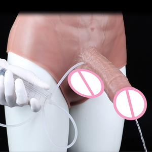 Manchon de godemiché à porter en silicone taille haute, grande taille, avec fonction de jet de liquide, design '6 Pack Abs' et sangle creuse, jouet pour adulte, 2 options de couleur - Product Image 2