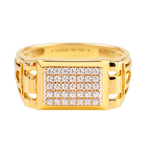 แหวนค็อกเทลทองคำแท้ 14K ประดับเพชรทรงสี่เหลี่ยมแบบฝังเพชรเต็มวง เครื่องประดับหรูหราสำหรับงานแต่งงาน งานหมั้น และงานเลี้ยง - Product Image 2