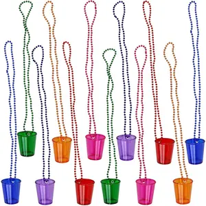 12pcs Bead Chain Cups Bachelorette Party Game Props Plastic Hen Night Wedding Party Bead Necklace