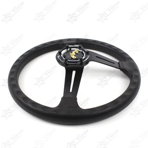 Volante de plato profundo de PU de 350mm y 14 pulgadas, volante <span class=keywords><strong>Universal</strong></span> deportivo de carreras, negro, plateado, rojo, azul, radios, volante de coche con logotipo ND - Product Image 3