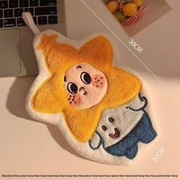 Serviette de cuisine murale absorbante et à séchage rapide en tissu corail, brodée d'un motif étoile de dessin animé mignon