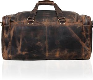 24 Inch Genuine <b>Leather</b> Travel <b>Holdall</b> for <b>Men</b> Large Duffel <b>Bag</b> for Gym Sports Overnight Stays Weekend Travel Business Trips - Product Image 2