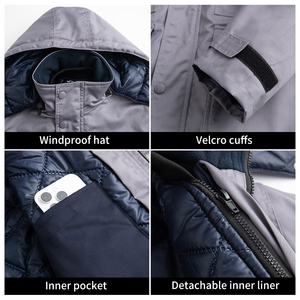 Mùa Đông Ngoài Trời Có Thể Tháo Rời Công Nhân Áo Khoác Với Dải Phản Quang Chống Tĩnh Chống Axit Và Kiềm Làm Hộ Lao động Áo Khoác Với Đội Mũ Trùm Đầu - Product Image 4