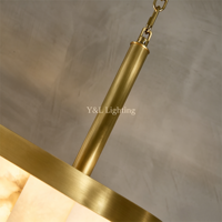 Lustre moderne en albâtre naturel long avec finition noire, luminaire suspendu pour salle à manger, îlot de cuisine, décoration