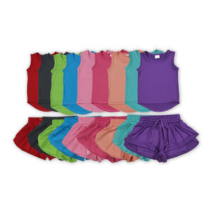 Conjuntos de Ropa de Yoga para Niñas en Stock, Trajes de Verano con Shorts Volantes, Venta al por Mayor, Ropa Deportiva de Tenis para Niños, Moda Activa de Fábrica - Product Image 2