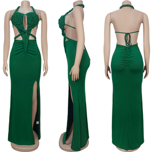 Abito da donna alla moda alla moda da donna con scollo all'americana in maglia a spacco Sexy senza maniche e senza schienale elegante Bikini abbigliamento da donna - Product Image 4