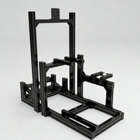 Simulateur de cockpit en aluminium argenté noir 3060 4080 avec support d'écran, pédalier, siège de course, base de volant de simulation pour console de jeu PC