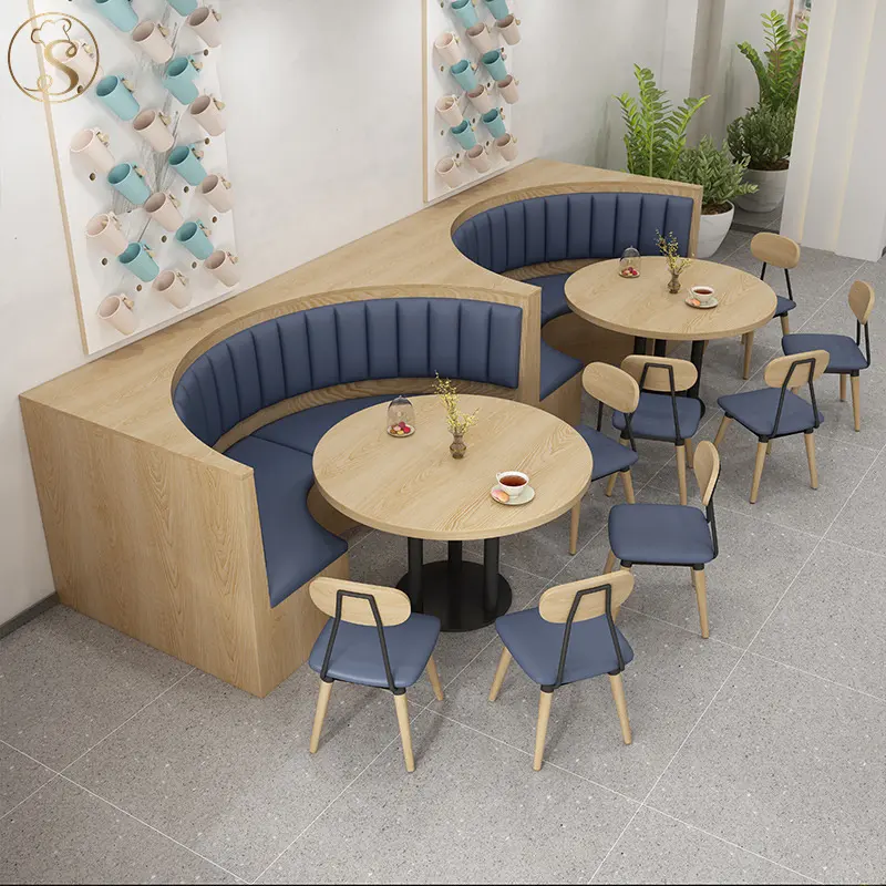 u shape restaurant booth seating curved wall booth sofa solid wood leather restaurant table and chair set