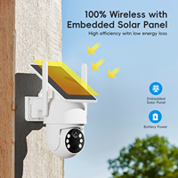 Kit de caméra de sécurité sans fil à énergie solaire (4CH) 4MP Vision nocturne couleur intégrale IP65 Étanche Audio bidirectionnel Extérieur
