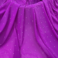 Tissu en maille élastique polyester-spandex à cristaux thermocollants, direct usine, pour robes de soirée, costumes de danse, robes de mariée, foulards et hijabs