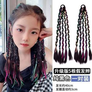 Extensions de cheveux tressées pour enfants, 32 cm, 42 cm, en fibre haute température, queues de cheval colorées, style street dance hip hop - Product Image 5