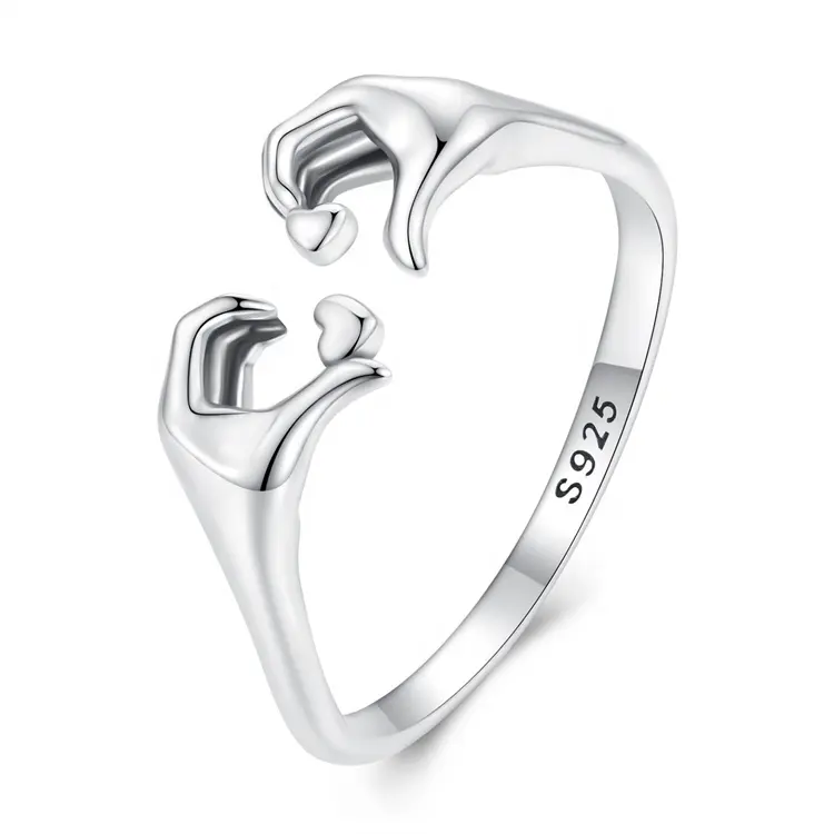 OEM simple original engagement sterling silver ring handmade heart unique women finger s925 little girls resizable rings