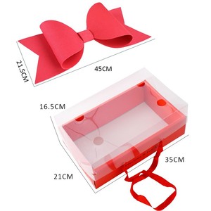 Trong Suốt Tay Gấp Hộp Bánh Net Red <span class=keywords><strong>Bow</strong></span> Rose Pvc Hoa Sắp Xếp Các Tông Chất Liệu Cho Hoa Và Trái Cây Gói - Product Image 1