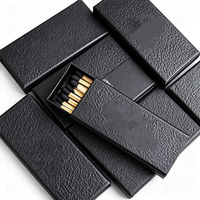 Boîtes d'allumettes noires personnalisées de luxe, vides, en carton kraft, avec vernis, réutilisables, avec doublure en éponge assortie aux couleurs pour le suivi des emballages