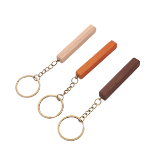Custom Laser Engraved Name Eco-Friendly Beech Wood Light Keychain with Thermal Transfer Printing and Metal Hook
