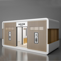 Baño Público Moderno Tipo Cabaña Apple con Estructura de Acero y Cochera, Baño Exterior Prefabricado de Lujo, Oficina Modular Móvil en Contenedor