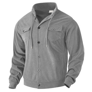 Chaqueta de solapa de pana de Otoño/Invierno personalizada para <span class=keywords><strong>hombre</strong></span>, nueva chaqueta de trabajo multibolsillo retro americana - Product Image 6