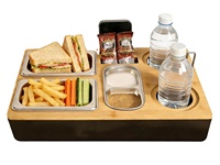 HENGYUWOOD Plateau de canapé multifonctionnel Couchbar Couch Butler, plateau de service pour canapé, plateau à collation double pour films, boîte à collation pour compagnon de cinéma