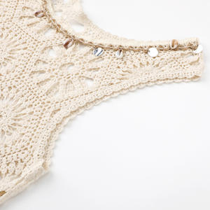 Summer New Bohemian Casual Style Women's <span class=keywords><strong>Crochet</strong></span> Sequin Knitted Vest Short Layered Top - Product Image 4