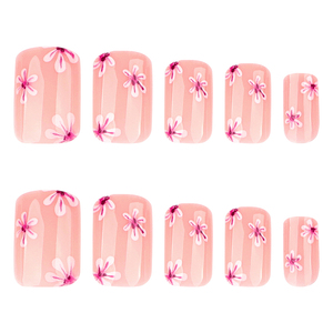 <span class=keywords><strong>Uñas</strong></span> Postizas Cortas Cuadradas de ABS con Diseño de Flores Rosas, <span class=keywords><strong>Uñas</strong></span> Artificiales de Alta Calidad, 24 Piezas, <span class=keywords><strong>Uñas</strong></span> Adhesivas - Product Image 5