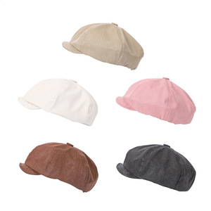 หมวกทรงแปดเหลี่ยม ผ้าแคนวาส สีเบจ สีกากี สีดำ สีชมพู ระบายอากาศได้ดี ป้องกันแสงแดด สำหรับฤดูใบไม้ผลิและฤดูใบไม้ร่วง สไตล์เฉพาะกลุ่ม หมวกผู้หญิง - Product Image 5