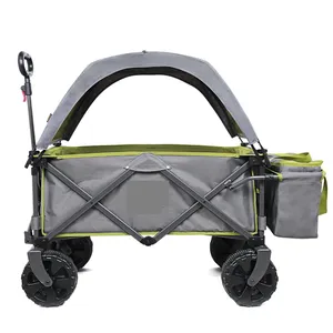 户外公园实用儿童旅行车可折叠便携式折叠沙滩车，露营车遮阳行走带车顶的婴儿可折叠拖车