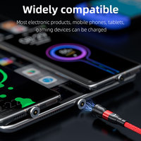 Câble USB magnétique universel 3 en 1 Câble USB-C en nylon tressé 2.4A pour câble de chargeur de téléphone portable