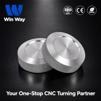 Pièces en aluminium usinées CNC WinWay, composants de bouton moleté usinés sur tour de précision OEM, service d'anodisation, vente en gros B2B