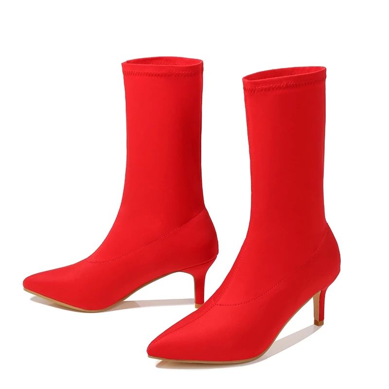 2021 stivali da donna gialli elasticizzati con tacco alto 7cm - Main Image