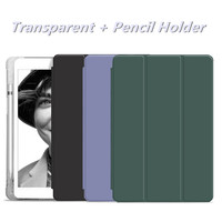 Étui en Silicone avec porte-crayon, pour nouvelle IPad Pro 2021 11 Air5 Air4 10.9 8e 10 2 Mini 5, housse de protection transparente TPU