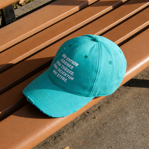 Casquette de baseball délavée bleu sarcelle à 6 panneaux avec texte brodé – Chapeau de soleil léger en coton lavé pour les sports de plein air - Product Image 6