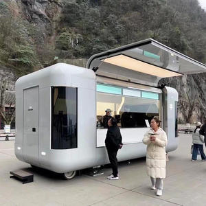Carrito de Comida con Diseño de Ala, Ventana Grande, Cafetería Móvil Metálica, Bar para Brochetas de Frutas y Verduras, Té con Leche - Product Image 2