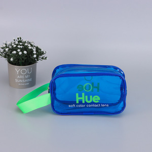 Bolsa de cosméticos de PVC transparente con logotipo personalizado al por mayor, neceser de viaje impermeable para mujer, organizador de maquillaje con patrón geométrico - Product Image 5