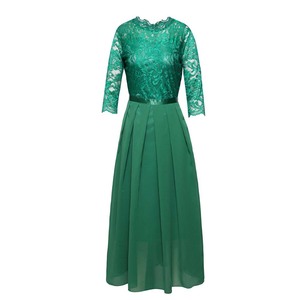 Vestido de gasa con costuras europeas Cuello redondo Encaje Vestido largo de noche <span class=keywords><strong>Ropa</strong></span> de mujer Envío directo - Product Image 1