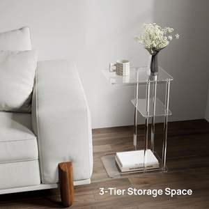 Mesa auxiliar de acrílico transparente de 3 niveles, en forma de mesa auxiliar C, sofá, mesas pequeñas para aperitivos, sala de estar, dormitorio, baño, estantes de exhibición acrílicos - Product Image 6