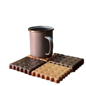 Creative Biscuit Solid Wood Classic Design Reusable Heat Insulation Coaster Zhejiang Tea Mug Milk Cup <b>Coffee</b> Mat - Product Image 4