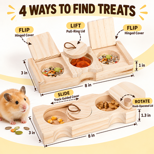 Jouet de forage en bois pour cobayes en deux parties, distributeur de nourriture amusant pour animaux, jouet interactif en bois pour hamster, jouet amusant - Product Image 2