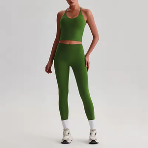 Set <span class=keywords><strong>Fitness</strong></span> 80% in poliestere/20% Spandex da donna in tessuto riciclabile ecologico per donne, Set di Yoga per il <span class=keywords><strong>Fitness</strong></span> - Product Image 4