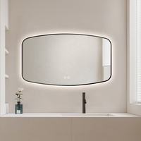 Miroir intelligent rétroéclairé anti-buée à cadre irrégulier, style Ins, pour salle de bain et toilettes