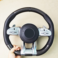 Volant en Fibre de Carbone Personnalisé avec Affichage LED, Accessoire Intérieur en Cuir pour Voitures Mercedes AMG W204 W205 C63 C43 2015-2017