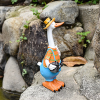 Statues de canards en résine de style campagnard américain, colorées et originales, à prix d'usine, ornement animal, alimentées à l'énergie solaire, étanches, pour jardin extérieur