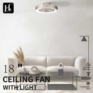 Modern <b>3</b>-Color 18-Inch LED 6-Speed Ceiling Fans Light Smart Dimmable Remote Control Low Profile Bedroom Flush Mount DC Motor - Product Image 4