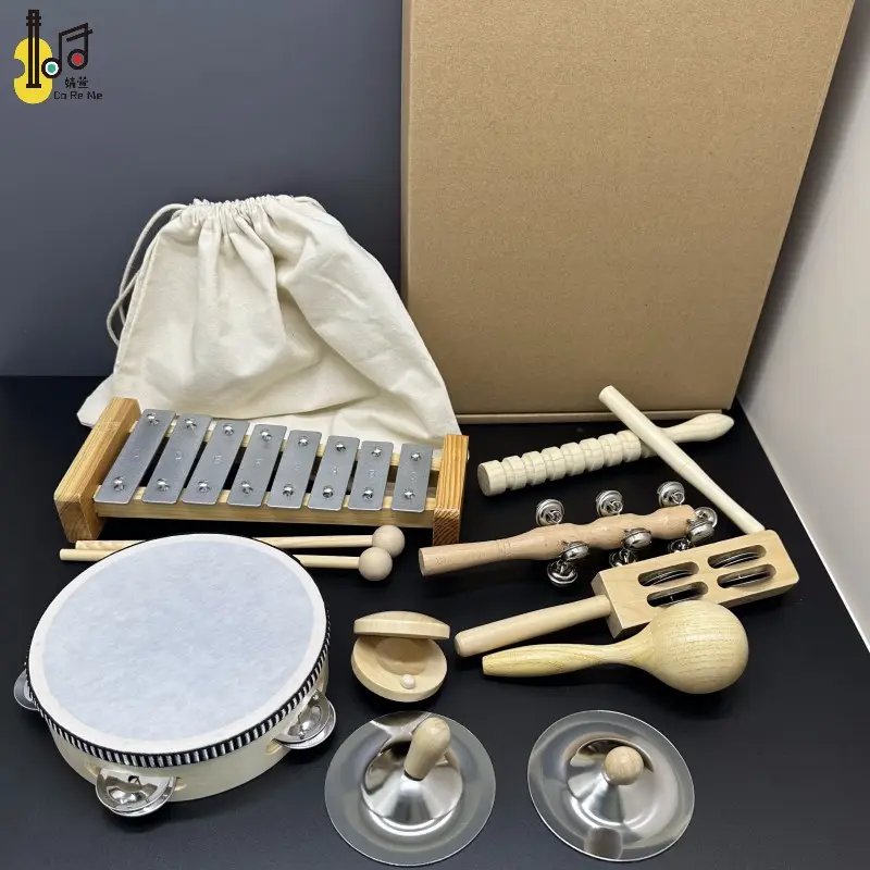 Percussion wood musical instrument toy set montessori unique play toddler musical instruments kids wooden toys set