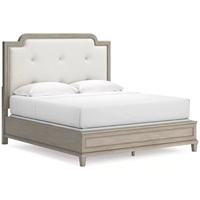 Lit Queen Size en Noyer avec Panneaux en Bois, Style Transitoire Moderne, Lit Doux pour Mobilier de Chambre