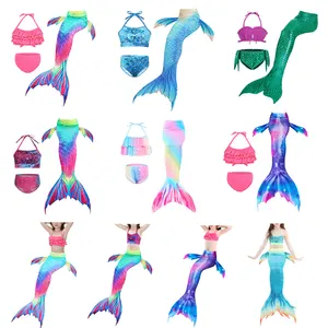 baju putri duyung Suppliers-2022 Anak-anak Bikini Ekor Putri Duyung Baju Renang Tanpa Sirip Anak Perempuan 3 PCs Set Pakaian Renang Seksi Gadis Wallpaper Bikini