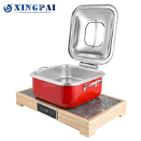 Set Perlengkapan Buffet Chafing Dish Persegi Merah XINGPAI Kenya Hotel Catering Penghangat Makanan Dengan Basis Pengontrol Suhu