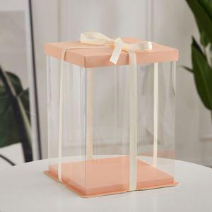 Boîte à gâteau transparente en plastique, prix usine 2026, pour mariages, vente chaude, en carton kraft et matériau PET de qualité alimentaire - Product Image 2