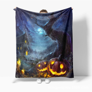 Manta de franela transfronteriza para Halloween, manta para siesta con estampado digital de calabaza, manta de aire acondicionado para primavera y otoño, para sofá - Product Image 5